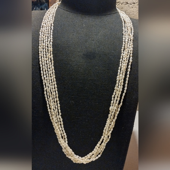 7 strand freshwater pearl ,gold necklace - Picture 10 of 16
